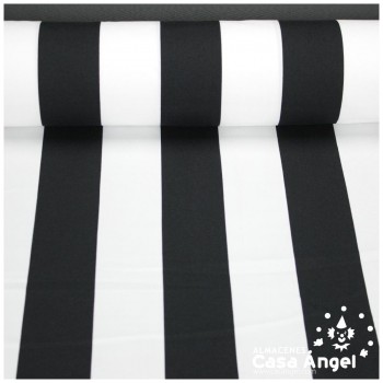 TELA STRETCH LISTAS EN NEGRO DE BLANCO 150cm