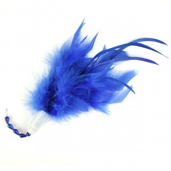 POMO COMBINADO DE PLUMAS AZULES DE PAVO Y GALLO 26cm BOLSA 2uds