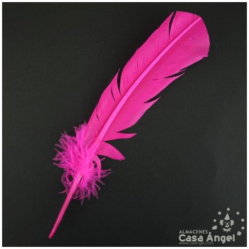 PLUMA DE PATO FUCSIA SABLE CON PUNTA SESGADA 27cm BOLSA 2uds