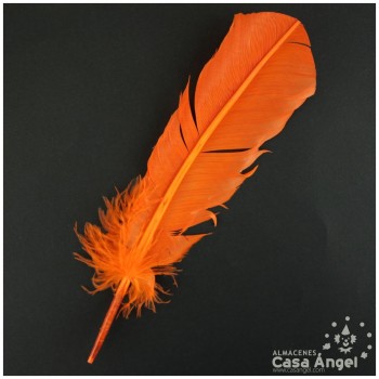 PLUMA DE PATO NARANJA SABLE CON PUNTA SESGADA 27cm BOLSA 2uds