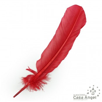 PLUMA DE PATO ROJO SABLE CON PUNTA SESGADA 27cm BOLSA 2uds