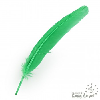 PLUMA DE PATO VERDE SABLE CON PUNTA SESGADA 27cm BOLSA 2uds