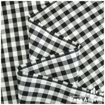 TELA DE ALGODÓN VICHY A CUADROS NEGROS SERIE GUINGA II 140cm