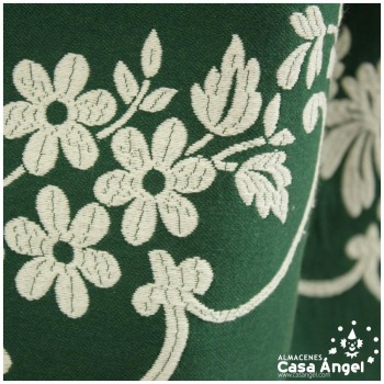 CORTE DE REFAJO VERDE PARA FALDA CON BORDADO DE FLORES BLANCO 280x90cm