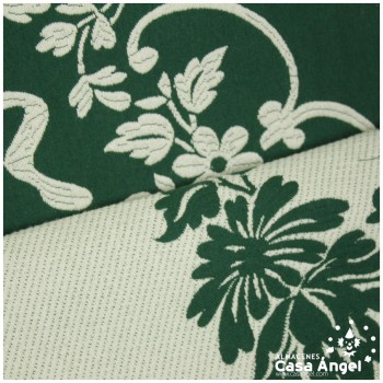 CORTE DE REFAJO VERDE PARA FALDA CON BORDADO DE FLORES BLANCO 280x90cm