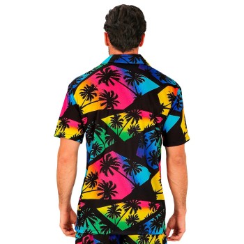 CAMISA FIESTA DE VERANO NEGRA CON PALMERAS