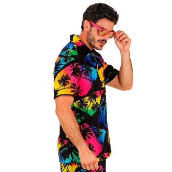 CAMISA FIESTA DE VERANO NEGRA CON PALMERAS