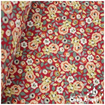 VIYELA ESTAMPADA DE FLORES SERIE MITSURIN ROJO 150cm