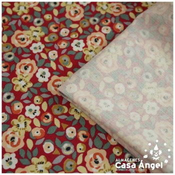 VIYELA ESTAMPADA DE FLORES SERIE MITSURIN ROJO 150cm