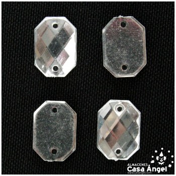 PIEDRA ACRÍLICA OCTOGONAL TRANSPARENTE 14x10mm BOLSA 25uds