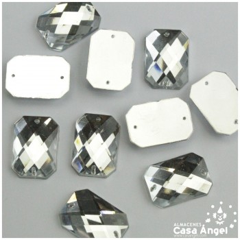 PIEDRA ACRÍLICA OCTOGONAL TRANSPARENTE 21x15mm BOLSA 10uds