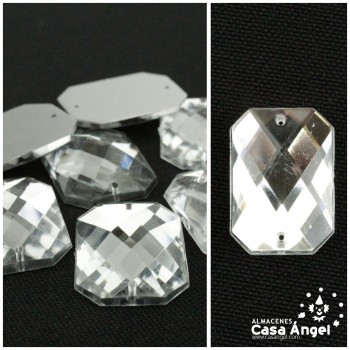 PIEDRAS ACRÍLICAS RECTANGULARES CRISTAL  25x18mm BOLSA 10uds