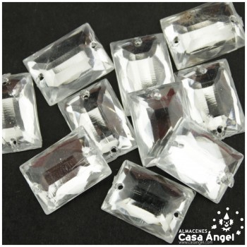 PIEDRA ACRÍLICA RECTANGULAR 14mm BOLSA 10uds