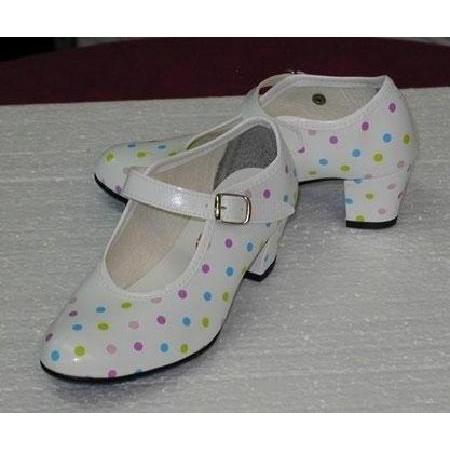 Zapatos de flamenca de niña Olé Tus Zapatos de color blanco con
