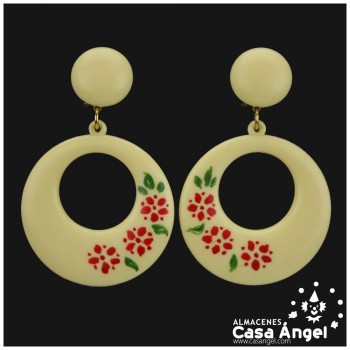 PENDIENTES DE ARO PARA FLAMENCA CON FLORECILLAS 43x65mm