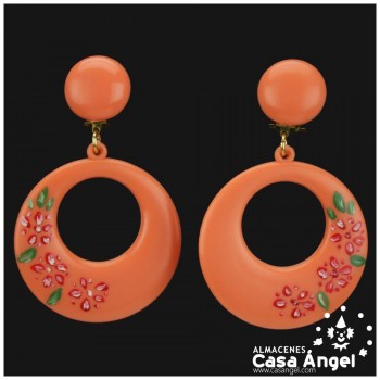 PENDIENTES DE ARO PARA FLAMENCA CON FLORECILLAS 43x65mm