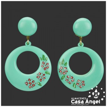 PENDIENTES DE ARO PARA FLAMENCA CON FLORECILLAS 43x65mm