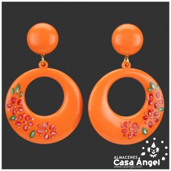 PENDIENTES DE ARO PARA FLAMENCA CON FLORECILLAS 43x65mm