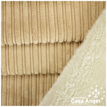 TELA DE PANA REVERSIBLE BEIGE ACANALADA Y CORALINA 150cm