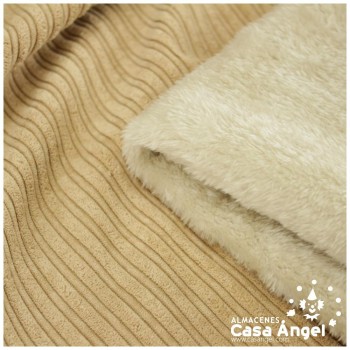 TELA DE PANA REVERSIBLE BEIGE ACANALADA Y CORALINA 150cm