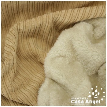 TELA DE PANA REVERSIBLE BEIGE ACANALADA Y CORALINA 150cm