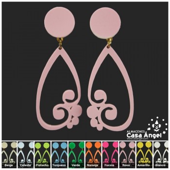 PENDIENTES DE ACETATO RIBETEADO INFANTIL 65mm