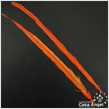 PLUMA FLECHA COLA DE FAISÁN TEÑIDA NARANJA BOLSA 2uds 40cm