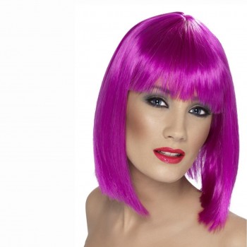 PELUCA MORADO NEON CORTA CON FLEQUILLO