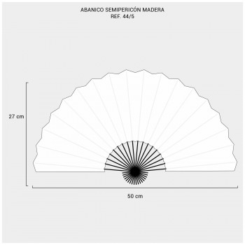 ABANICO SEMIPERICÓN AGUAMARINA DE MADERA Y TELA 50cm