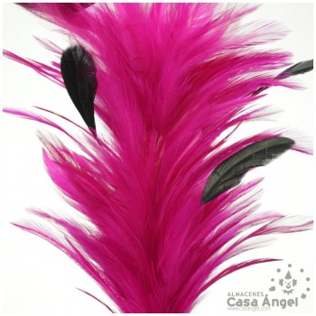 POMO DE PLUMAS DE GALLO FUCSIA COMBINADAS 30cm BOLSA 2uds