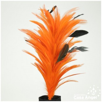 POMO DE PLUMAS DE GALLO NARANJA COMBINADAS 30cm BOLSA 2uds