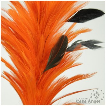 POMO DE PLUMAS DE GALLO NARANJA COMBINADAS 30cm BOLSA 2uds