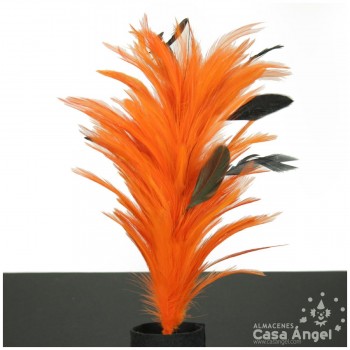 POMO DE PLUMAS DE GALLO NARANJA COMBINADAS 30cm BOLSA 2uds