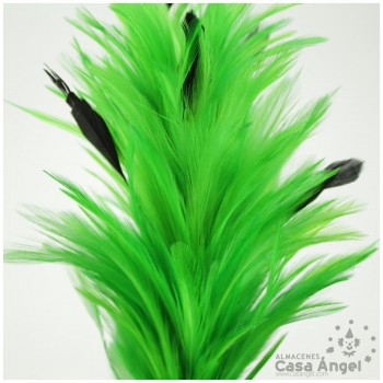 POMO DE PLUMAS DE GALLO VERDE COMBINADAS 30cm BOLSA 2uds