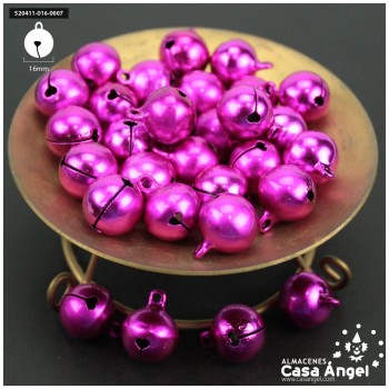 CASCABELES FUCSIA DE LATÓN CON OJAL BOLSA