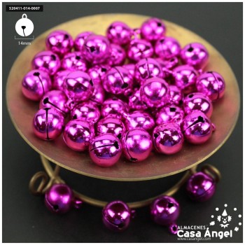 CASCABELES FUCSIA DE LATÓN CON OJAL BOLSA