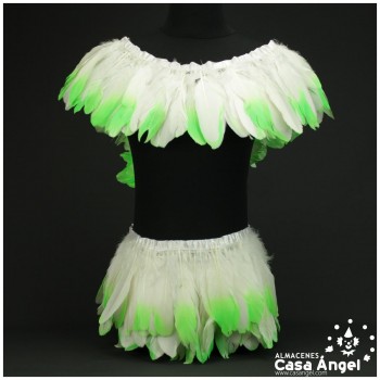 FLECO DE PLUMAS DE OCA PUNTA TINTADA VERDE 15cm