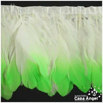 FLECO DE PLUMAS DE OCA PUNTA TINTADA VERDE 15cm