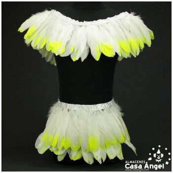 FLECO DE PLUMAS DE OCA PUNTA TINTADA AMARILLO 15cm