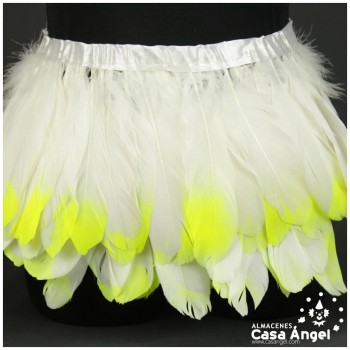 FLECO DE PLUMAS DE OCA PUNTA TINTADA AMARILLO 15cm