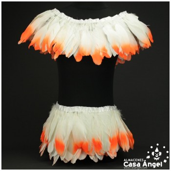 FLECO DE PLUMAS DE OCA PUNTA TINTADA NARANJA 15cm