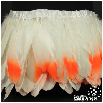 FLECO DE PLUMAS DE OCA PUNTA TINTADA NARANJA 15cm