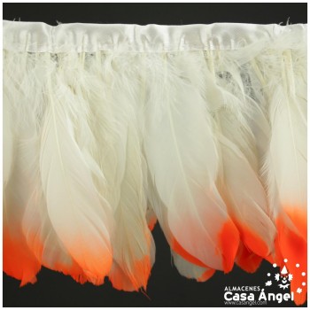 FLECO DE PLUMAS DE OCA PUNTA TINTADA NARANJA 15cm