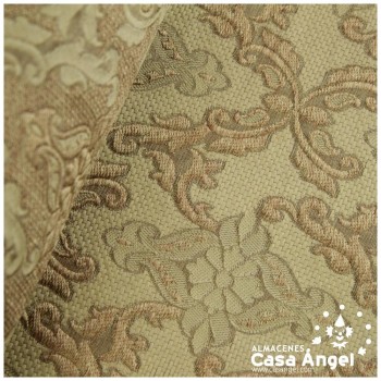 TEJIDO JACQUARD BEIGE BROCADO CON HILOS DORADOS SERIE KASTILA 135cm