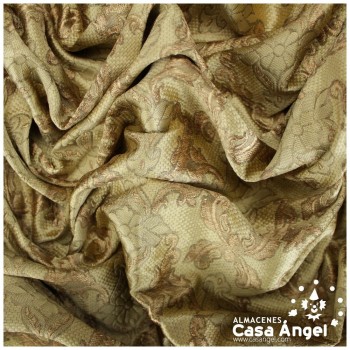 TEJIDO JACQUARD BEIGE BROCADO CON HILOS DORADOS SERIE KASTILA 135cm