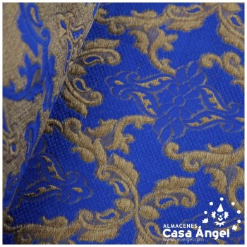 TEJIDO JACQUARD AZUL BROCADO CON HILOS DORADOS SERIE KASTILA 135cm