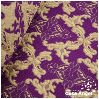 TEJIDO JACQUARD MORADO BROCADO CON HILOS DORADOS SERIE KASTILA 135cm