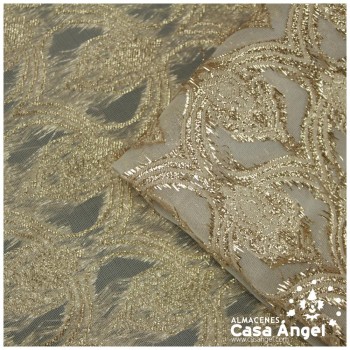 GASA JACQUARD BLANCO Y ORO SERIE MAHAL 135cm