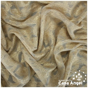 GASA JACQUARD BLANCO Y ORO SERIE MAHAL 135cm