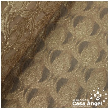 GASA JACQUARD CÁMEL Y ORO SERIE MAHAL 135cm